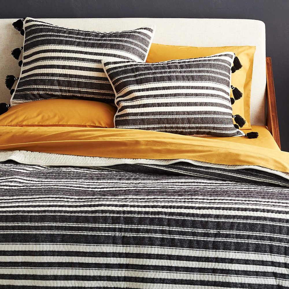 CB2 Koti Pom Pom King Sized Quilt and 2 matching shams